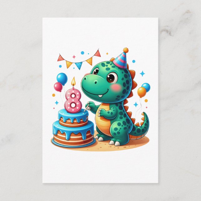 Carte D'accompagnement Anniversaire de Dino 8 ans (Devant)