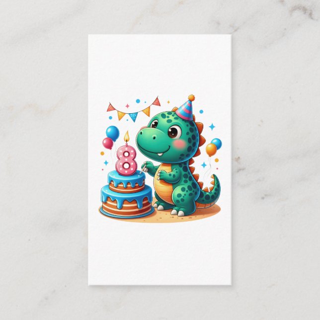 Carte D'accompagnement Anniversaire de Dino 8 ans (Devant)