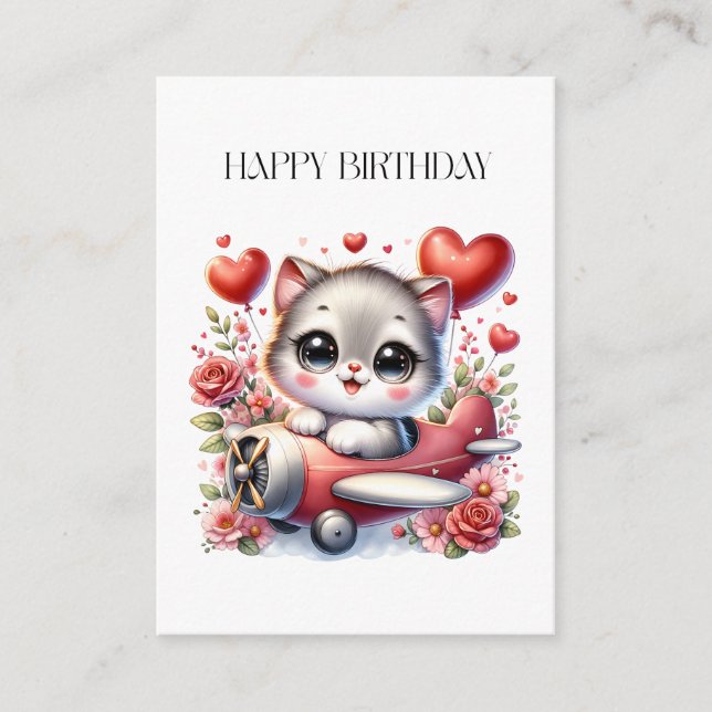 Carte D'accompagnement Anniversaire de Kitten Pilot (Devant)