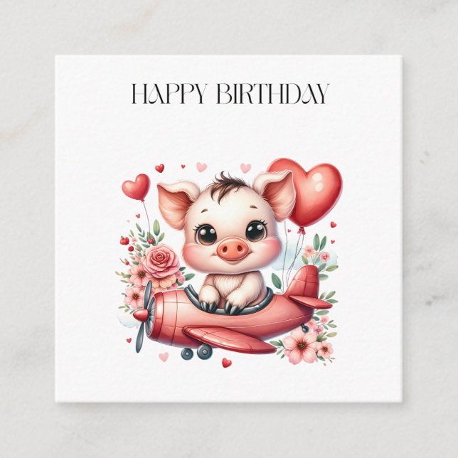 Carte D'accompagnement Anniversaire de Pig Pilot (Devant)