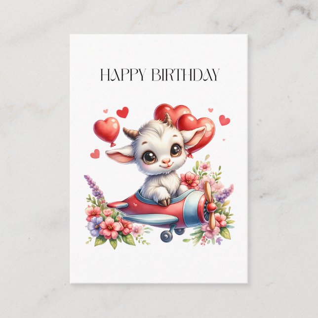 Carte D'accompagnement Anniversaire de Pilote Chèvre (Devant)