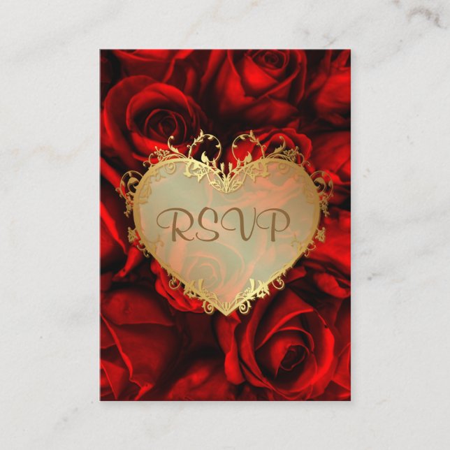 Carte D'accompagnement Anniversaire du Mariage de la rose rouge RSVP (Devant)