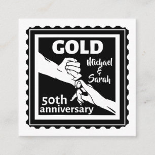 Carte D'accompagnement Anniversaire du mariage d'or tenant la main 50e