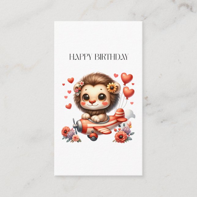 Carte D'accompagnement Anniversaire Lion Pilote (Devant)