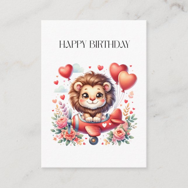 Carte D'accompagnement Anniversaire Lion Volant (Devant)