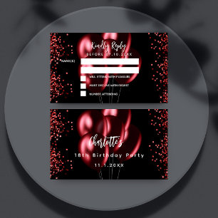Carte D'accompagnement Anniversaire noir ballon rouge parti RSVP