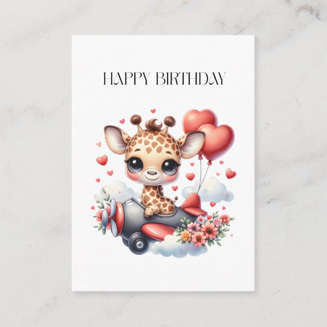 Carte D'accompagnement Anniversaire Pilote Girafe (Devant)
