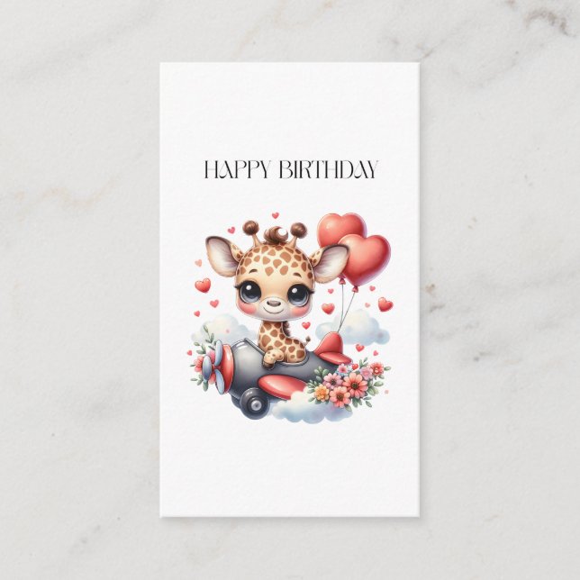 Carte D'accompagnement Anniversaire Pilote Girafe (Devant)