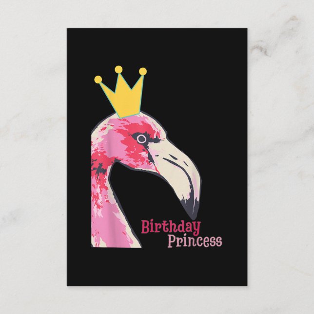 Carte D'accompagnement Anniversaire Princesse Flamant rose fille | Flaman (Devant)