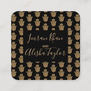 Carte D'accompagnement Annonce de mariage indien or hamsa Henna