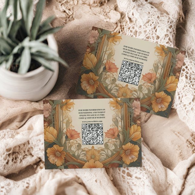 Carte D'accompagnement Antique Floral Art Nouveau Mariage (Créateur téléchargé)