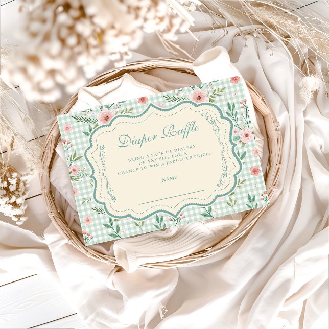 Carte D'accompagnement . Antique Floral Scalloped Diapper Raffle (Créateur téléchargé)