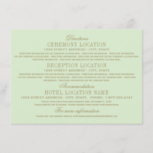 Carte D'accompagnement Antique Gold Vintage Wedding Pistachio Green