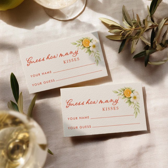 Carte D'accompagnement Aperol Bridal Shower How Many Kisses Bridal Game (Créateur téléchargé)