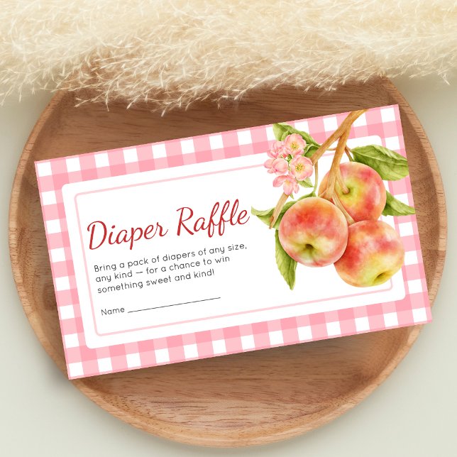 Carte D'accompagnement Apple of Our Eye Gingham Baby Shower Diaper Raffle (Apple Baby Shower Diaper Raffle)