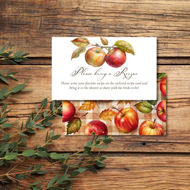 Carte D'accompagnement Appley toujours après la pomme chute nuptiale rece (Appley ever after apple fall bridal shower recipe enclosure card recipe request cards)