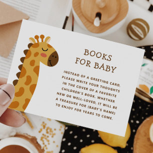 Carte D'accompagnement Apporte un livre pour bébé. Cute animal de girafe