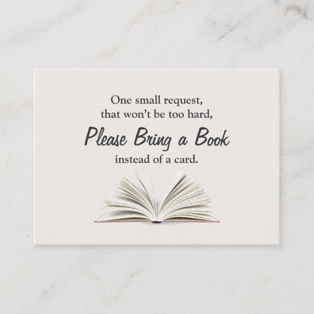 Carte D'accompagnement Apporter une demande de Baby shower de livre Insér (Devant)