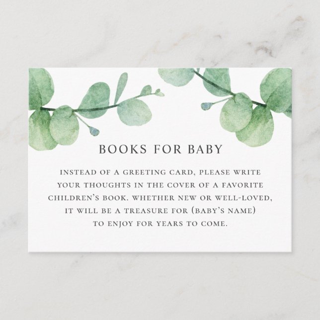 Carte D'accompagnement Apportez le livre pour la demande de bébé. Aquarel (Devant)