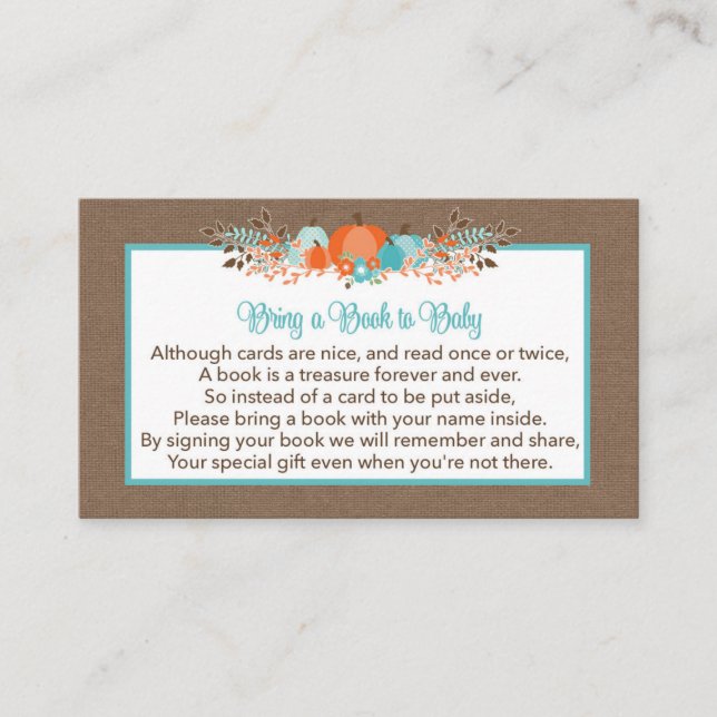 Carte D'accompagnement Apportez un livre à la demande de bébé - Citrouill (Devant)