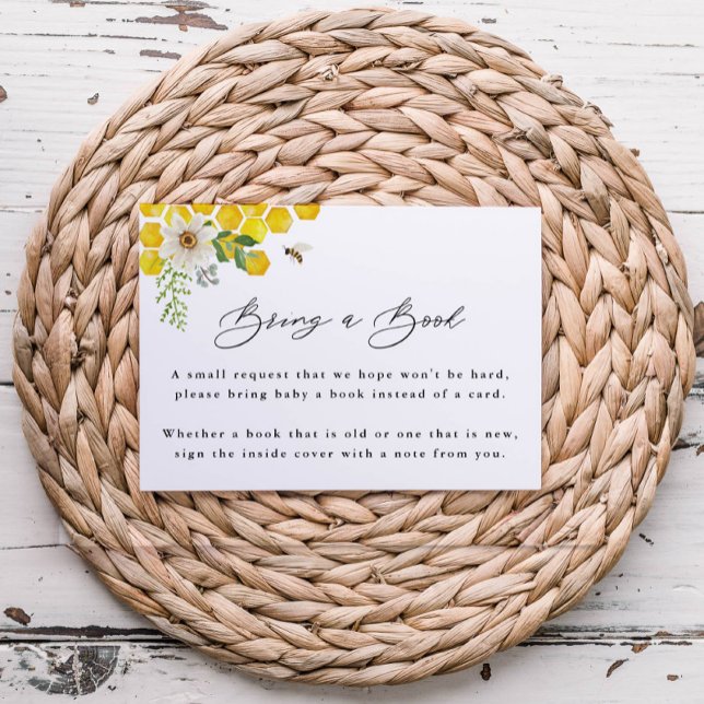 Carte D'accompagnement Apportez un livre, aquarelle abeille et marguerite (Créateur téléchargé)