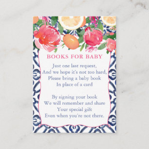 Carte D'accompagnement Apportez Un Livre Baby shower De Fleurs D'Agrumes 