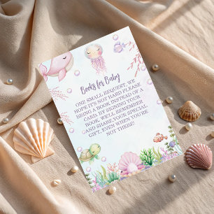 Carte D'accompagnement Apportez un livre - Baby shower perle sous la mer