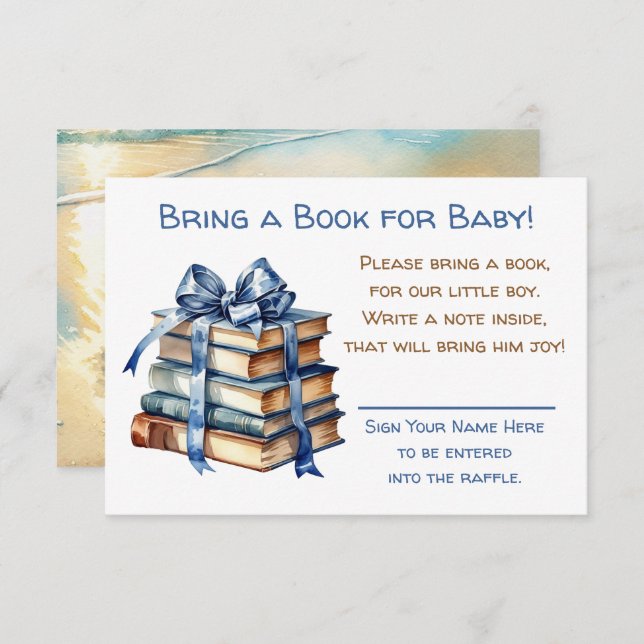 Carte D'accompagnement Apportez un livre pour bébé | BABY SHOWER (Devant / Derrière)