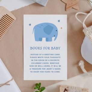 Carte D'accompagnement Apportez un livre pour bébé garçon. Beau éléphant 