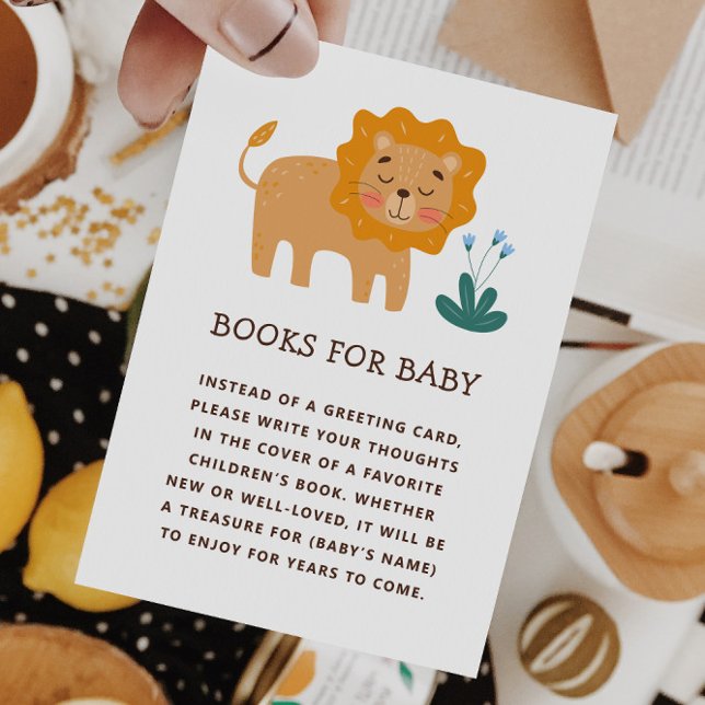 Carte D'accompagnement Apportez un livre pour bébé. Joli lion de safari d (Créateur téléchargé)