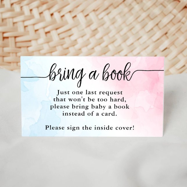 Carte D'accompagnement Apportez un livre, rose et bleu Baby shower d'aqua (Build the baby's library by encouraging guests to bring a book instead of a card.)