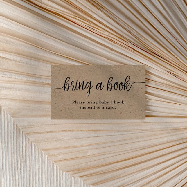 Carte D'accompagnement Apportez un livre, Rustic Kraft Baby shower de cal (Créateur téléchargé)