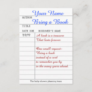 Carte D'accompagnement Apportez une insertion de livre