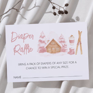 Carte D'accompagnement Apres Ski Pink Baby shower Diaper Raffle