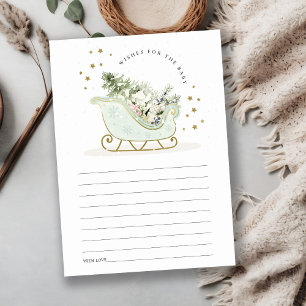 Carte D'accompagnement Aqua Blue Winter Sleigh Wings for Baby shower