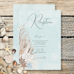 Carte D'accompagnement Aqua Ocean & Shells Réception de mariage moderne