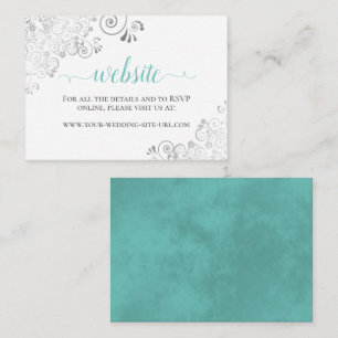 Carte D'accompagnement Aqua ou Cyan & Silver Lace White Mariage Website