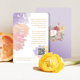 Carte D'accompagnement Aquarelle Abstraite Citrus Détails floraux Code QR