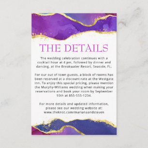 Carte D'accompagnement Aquarelle Abstraite Encre Fuchsia Pink Purple Or E