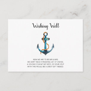 Carte D'accompagnement Aquarelle Ancre Nutical Wishing well Mariage
