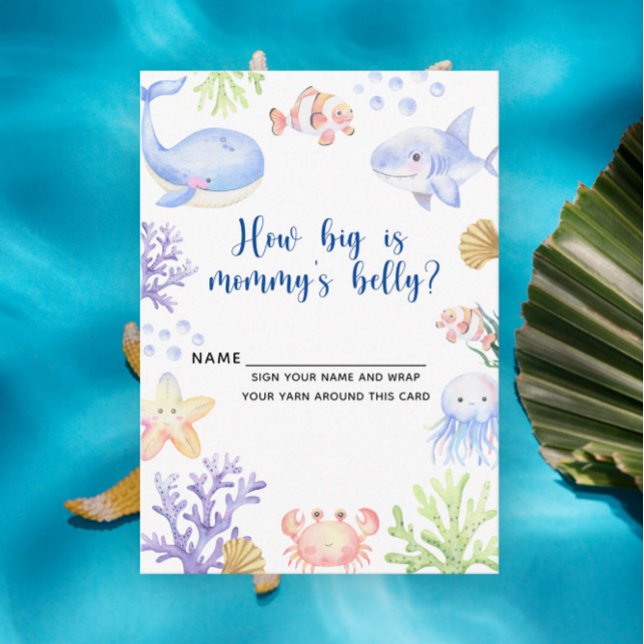 Carte D'accompagnement Aquarelle animal marin - quelle taille a le ventre (Créateur téléchargé)
