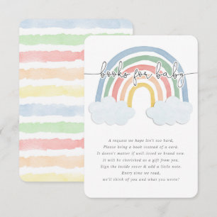 Carte D'accompagnement Aquarelle arc-en-ciel livres pastels pour bébé