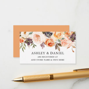 Carte D'accompagnement Aquarelle Automne Floral Pêche Registre Mariage