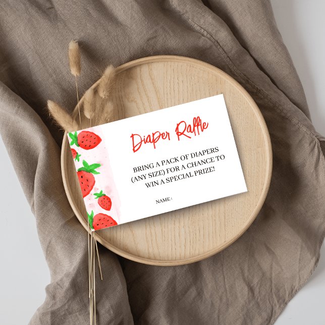 Carte D'accompagnement Aquarelle Baby shower fraise Raffin de couche (Créateur téléchargé)
