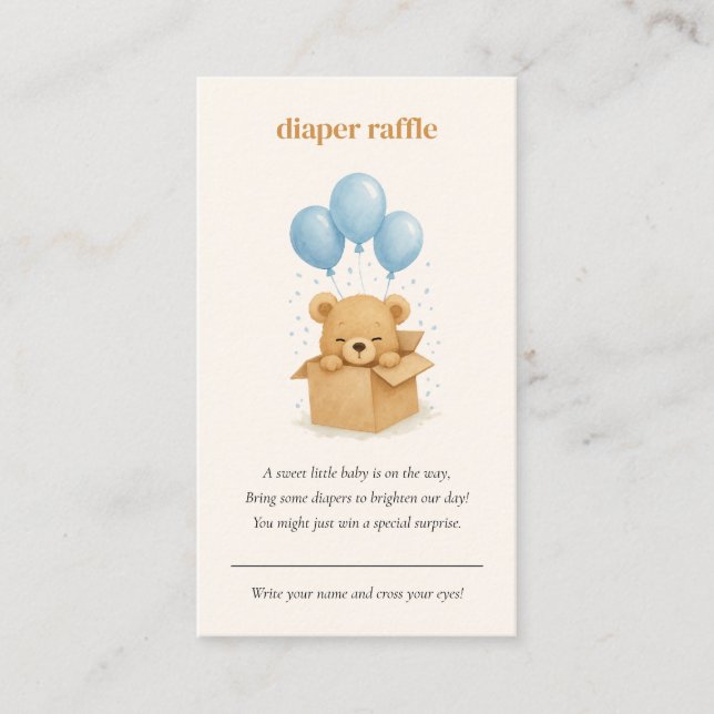Carte D'accompagnement Aquarelle Balloon Bear Diaper Baby shower Raffin (Devant)