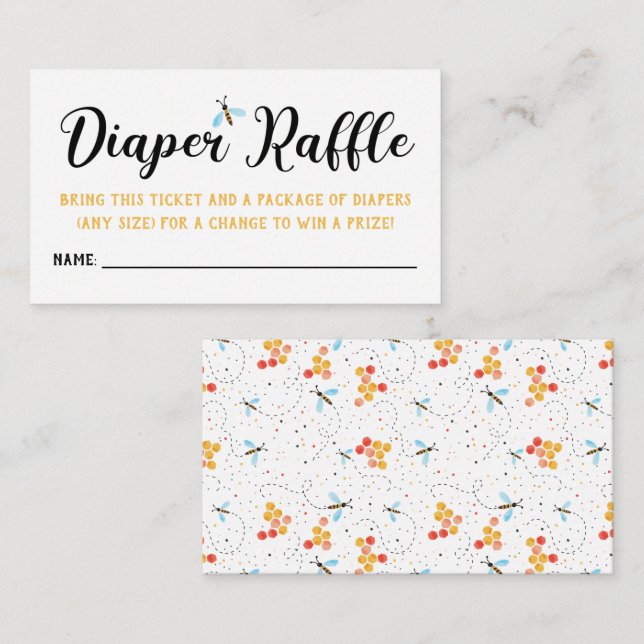 Carte D'accompagnement Aquarelle Bee's Diaper Raffle Tickets (Devant / Derrière)