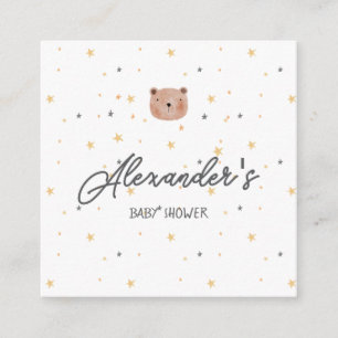 Carte D'accompagnement Aquarelle blanche et Brown Baby shower mignon