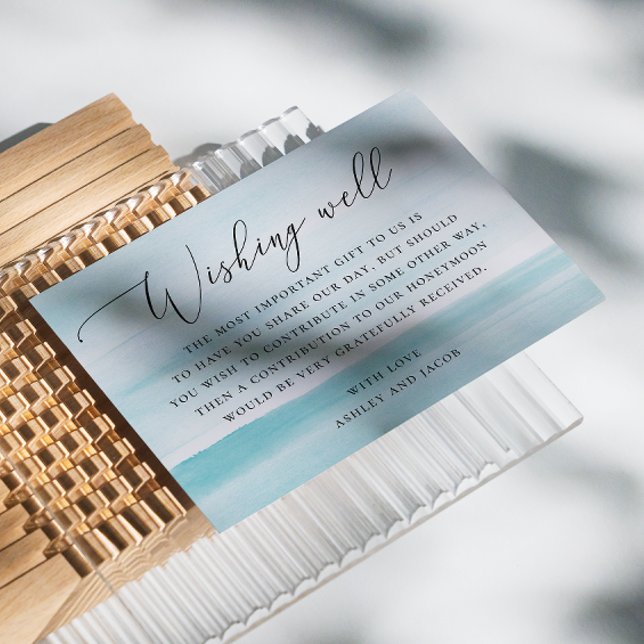 Carte D'accompagnement Aquarelle bleu doux mariage nautique désirant bien (Créateur téléchargé)