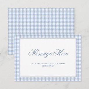Carte D'accompagnement Aquarelle bleu et blanc En vichy Mariage