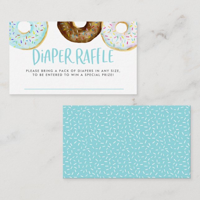 Carte D'accompagnement Aquarelle bleu et chocolat Dinuts Raffle de couche (Devant / Derrière)